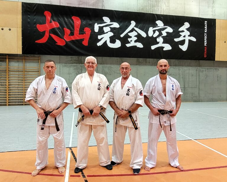 Sensei Bogumił Jedynak 1DAN, Hanshi Jan Dyduch 9DAN, Shihan Dariusz Hachaj 5DAN, Sensei Dawid Sroka 1DAN